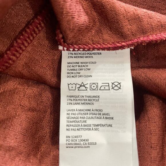 Prana Burgundy Long Sleeve Half Zip Wool Wensley Top Size S - Picture 8 of 12